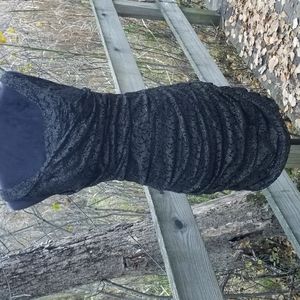 Size 8/10 Express brand. Black with gold highlights woven in to lace.